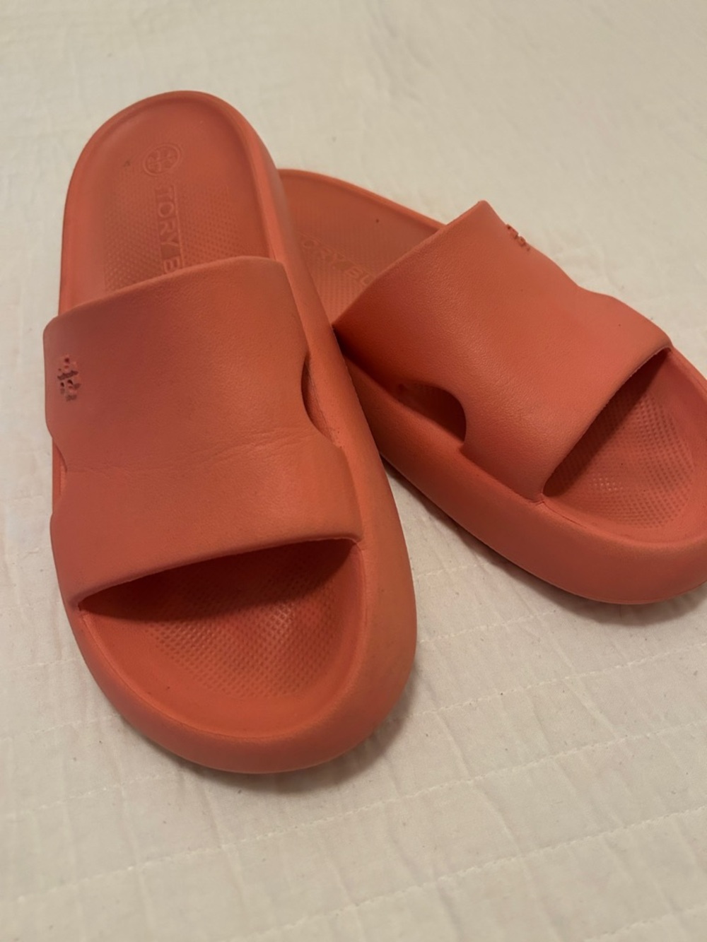 Tory Burch Coral-Orange Slide Sandals